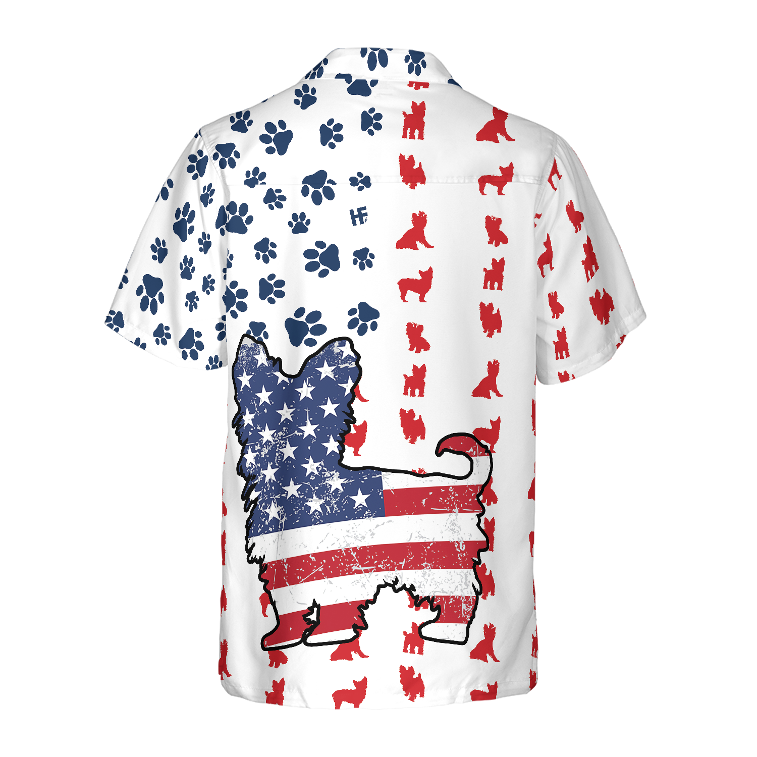 Yorkie American Flag Hawaiian Shirt