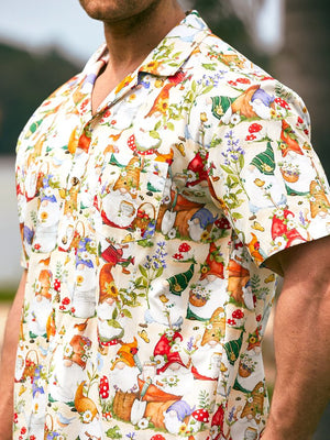 Christmas Gnome And Iris Flowers - Hawaiian Shirt