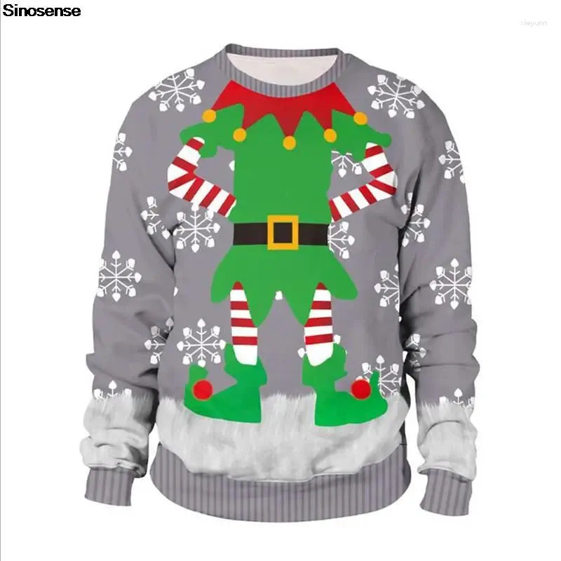 Elf Ugly Christmas Sweater Xmas Jumpers Tops - 3D Ugly Christmas Sweater