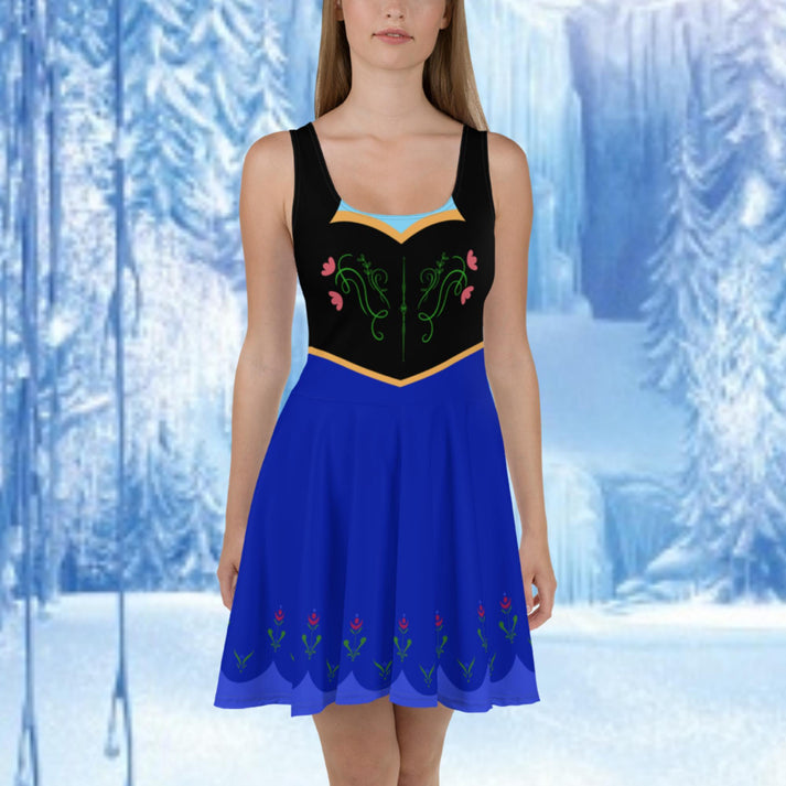 Anna Inspired Frozen Cosplay Costume - Skater Dress