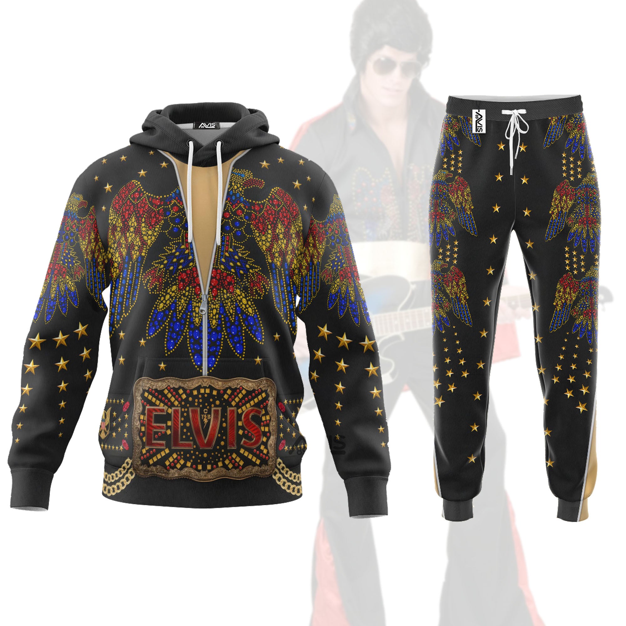 Elvis EAGLE Black - Costume Hoodie Sweatshirt T-Shirt Sweatpants ELHS09