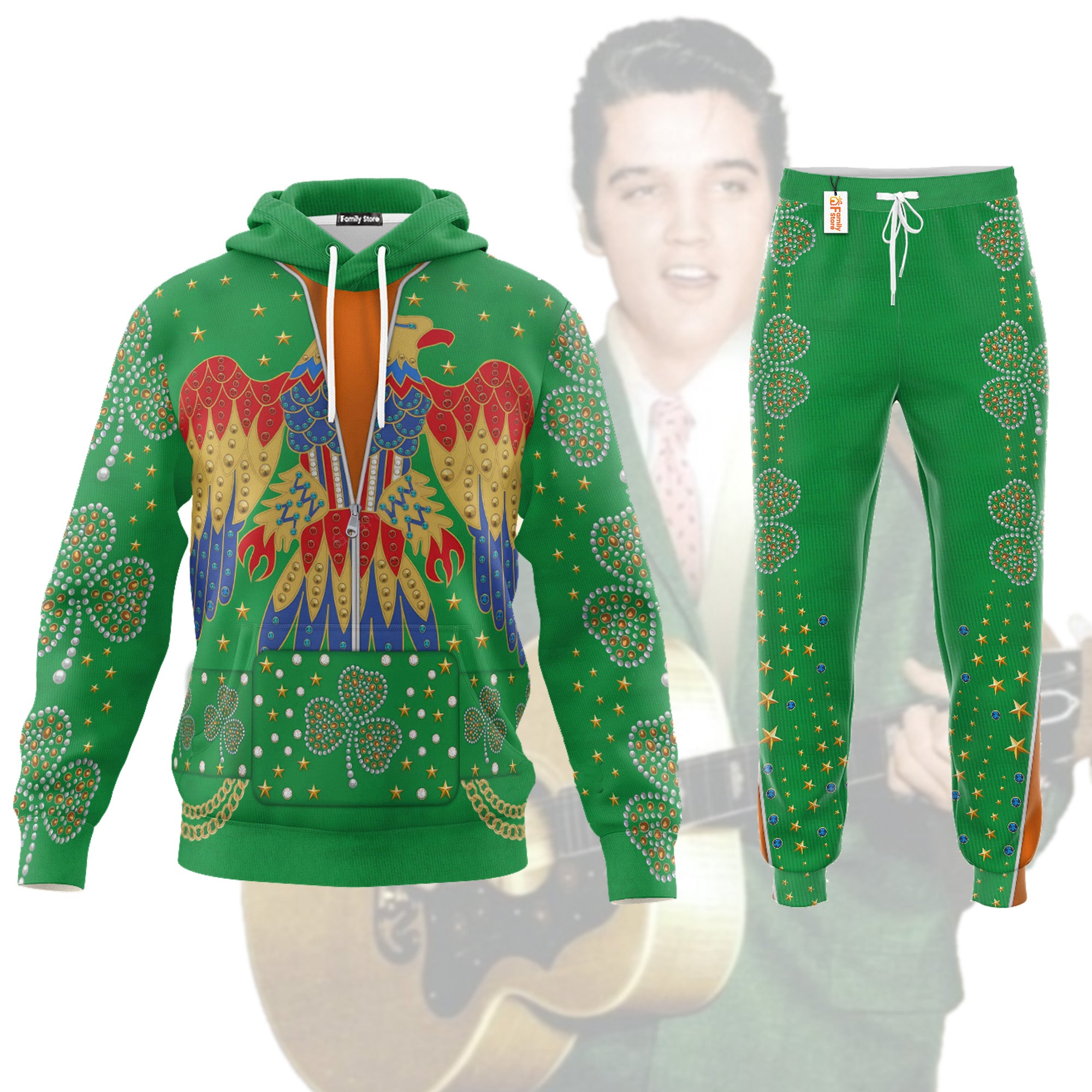 Elvis Presley EAGLE Costume Green - Fandom Hoodie Sweatshirt Sweatpants ELHS38