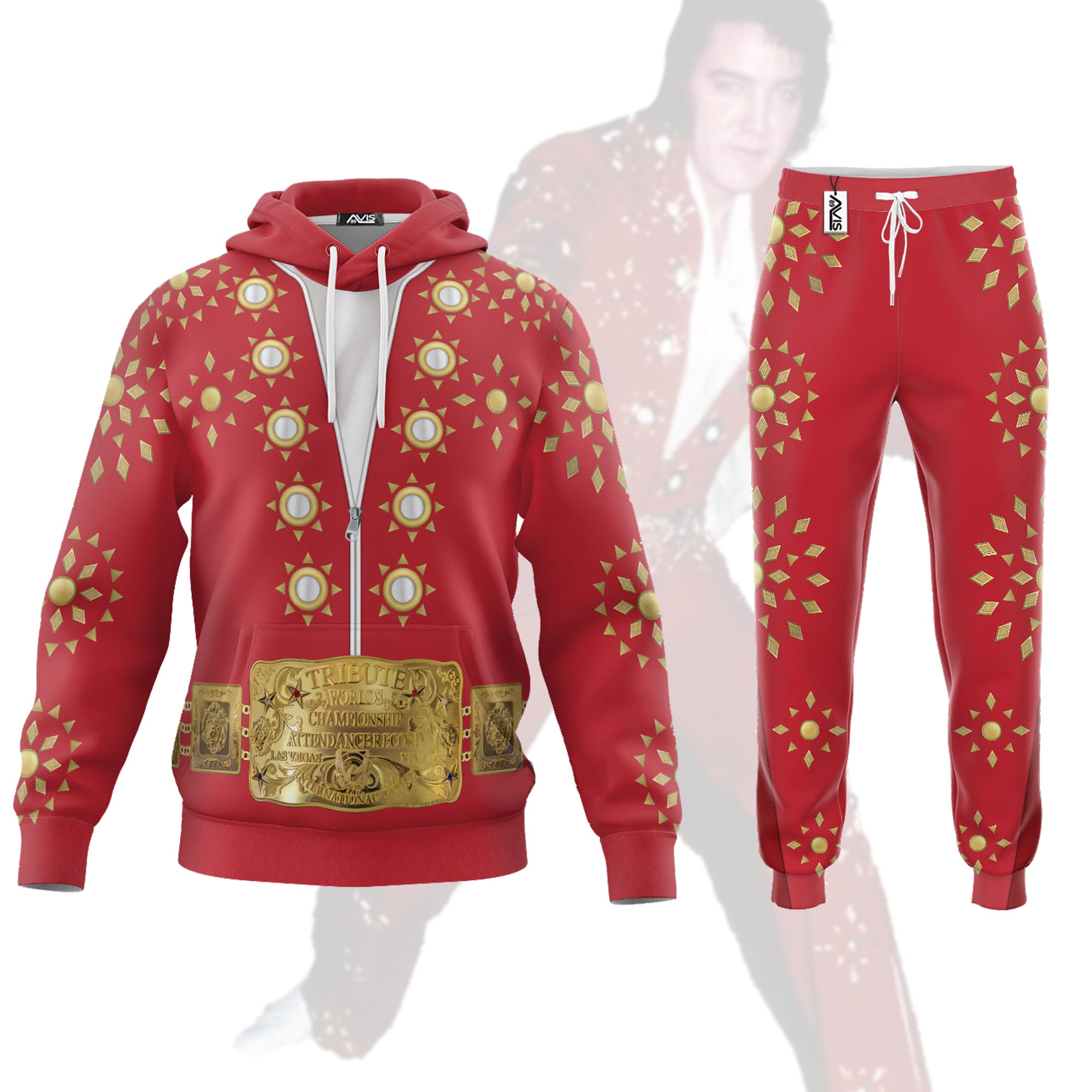 Elvis Burning Love Costume Red - Fandom Hoodie Sweatshirt Sweatpants ELHS15