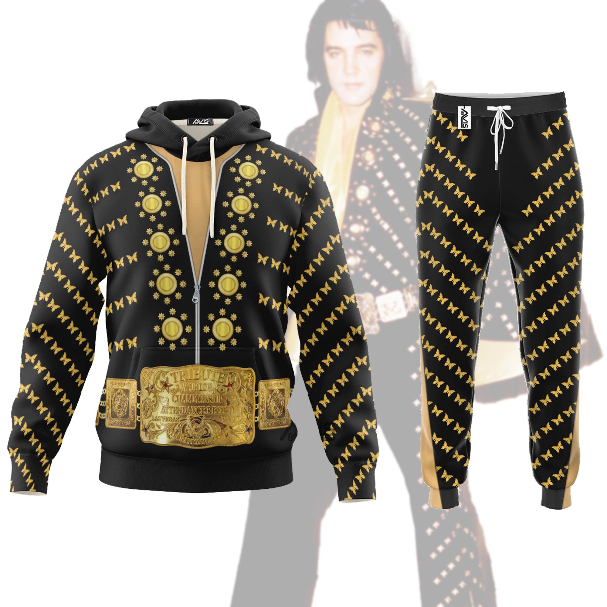 Elvis Butterfly Costume Black - Fandom Hoodie Sweatshirt Sweatpants ELHS27