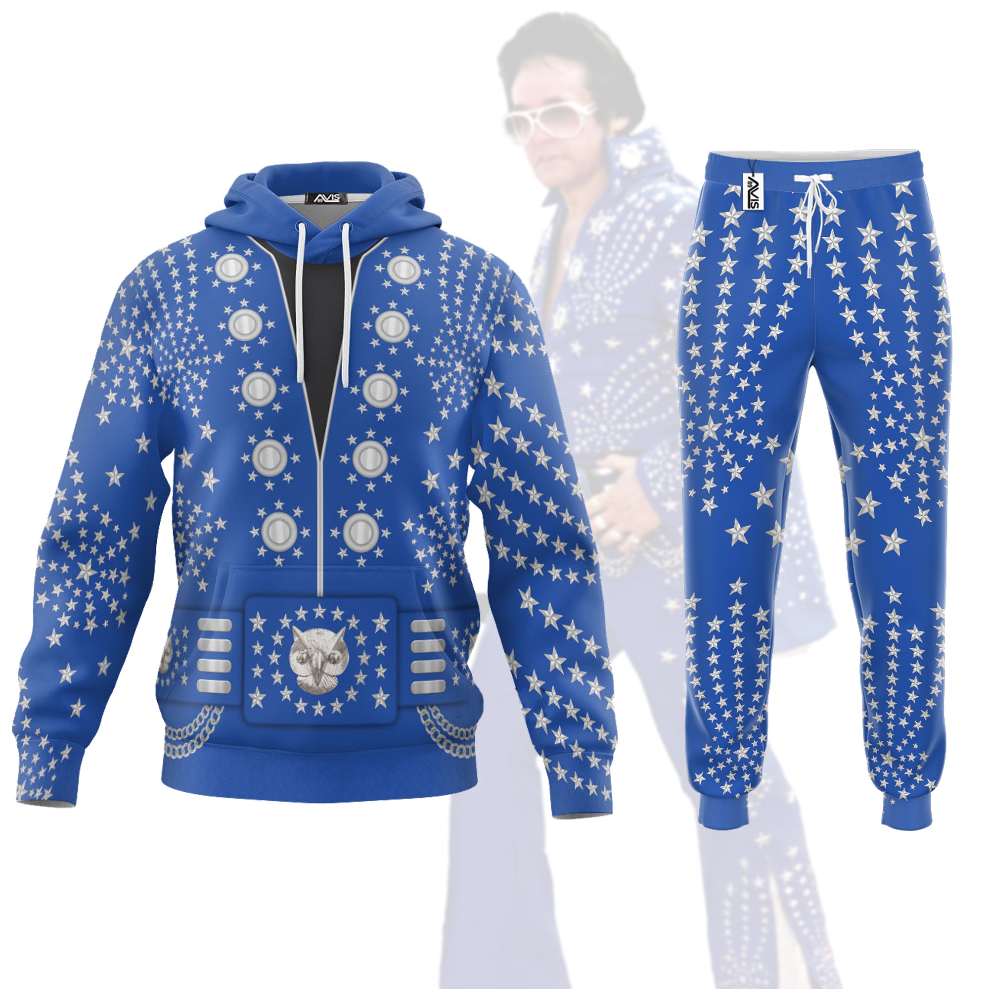 Elvis Owl Blue Costume - Fandom Hoodie Sweatshirt Sweatpants ELHS07