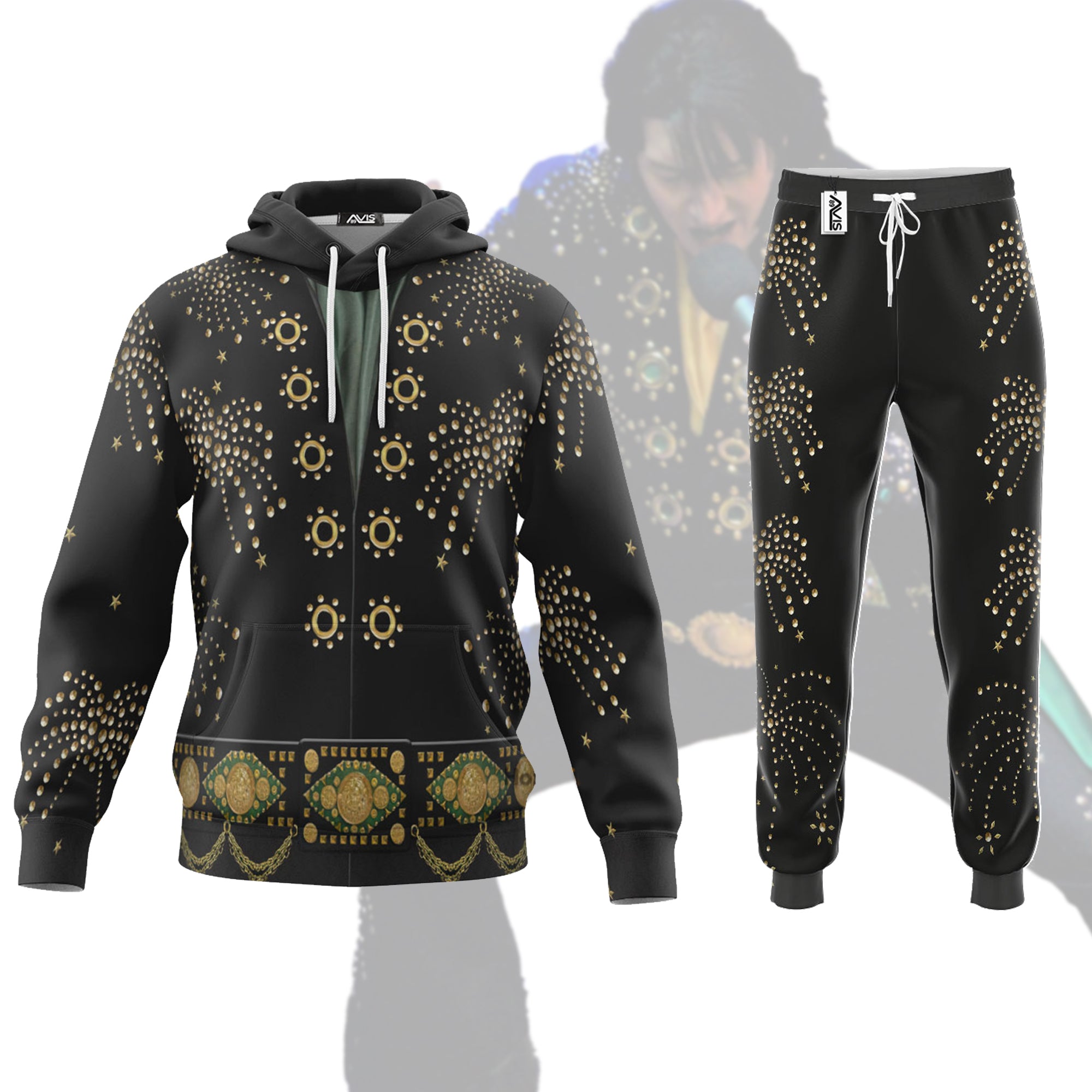 Elvis Presley The Fireworks Costume Black - Fandom Hoodie Sweatshirt Sweatpants ELHS21