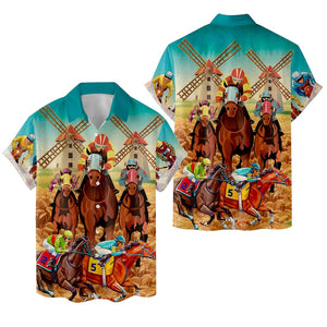 Horse Racing Europe Mid 20th Century - Hawaiian Shirt