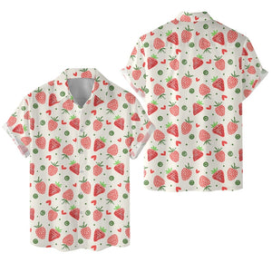 Hello Summer Cream Strawberry Pattern- Hawaiian Shirt