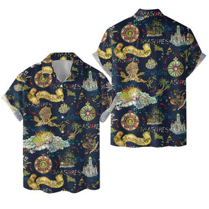 Dark Blue Pirates In The Ocean And The Mysterious Treasures - Hawaiian Shirt