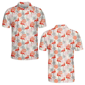 Flamingos In The Sunset Pattern - Men Polo Shirt