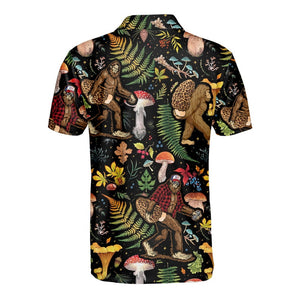 Black Version Bigfoot With Morel Mushroom - Men Polo Shirt