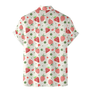 Hello Summer Cream Strawberry Pattern- Hawaiian Shirt