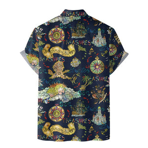 Dark Blue Pirates In The Ocean And The Mysterious Treasures - Hawaiian Shirt