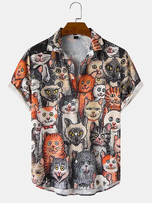 Cats Retro Style Pattern - Hawaiian Shirt