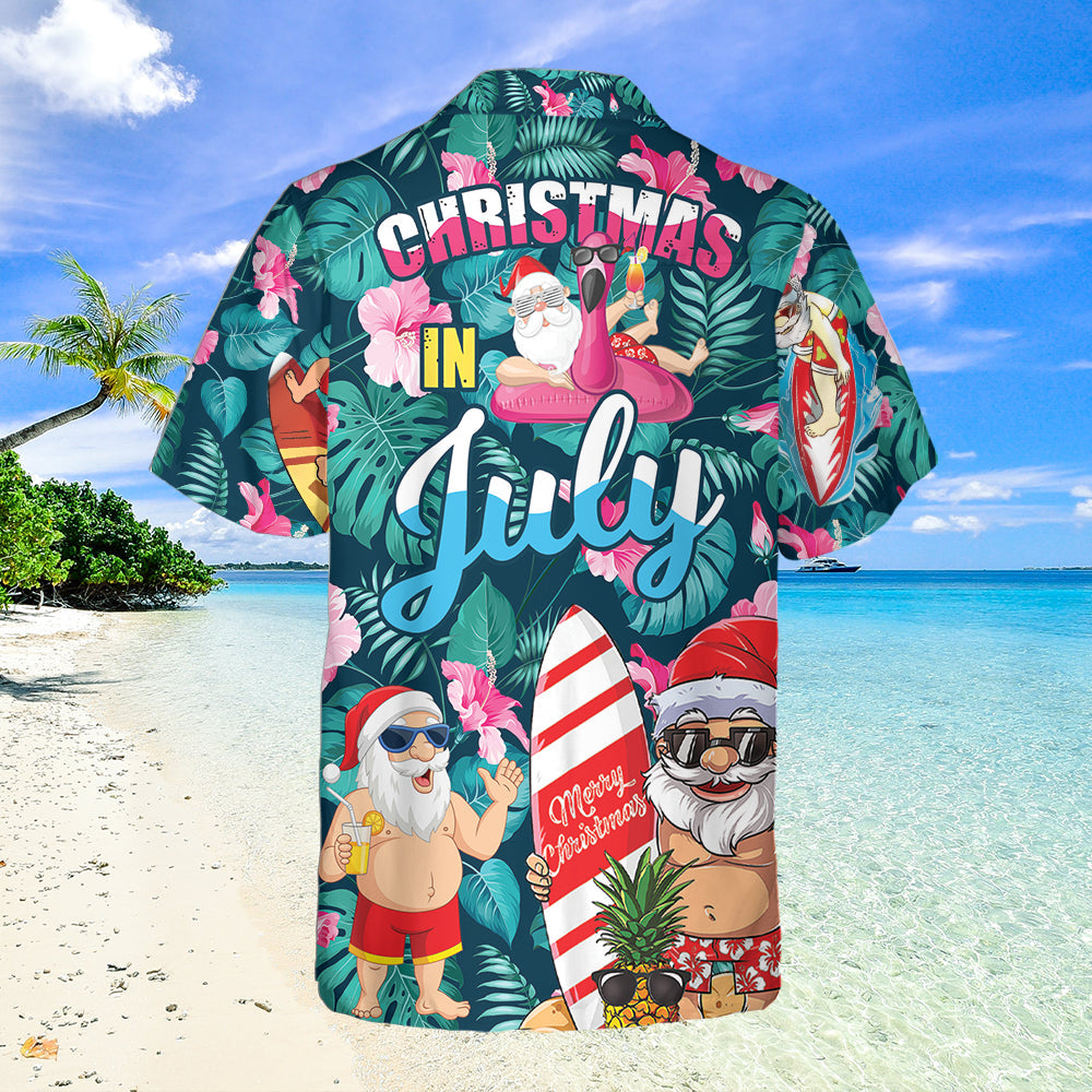 Christmas In July Funny Santa Claus Tropical Style Hawaiian Shirt