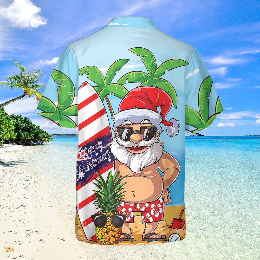 Christmas In July Santa Let's Surf Summer Vibe Hawaiian Shirt