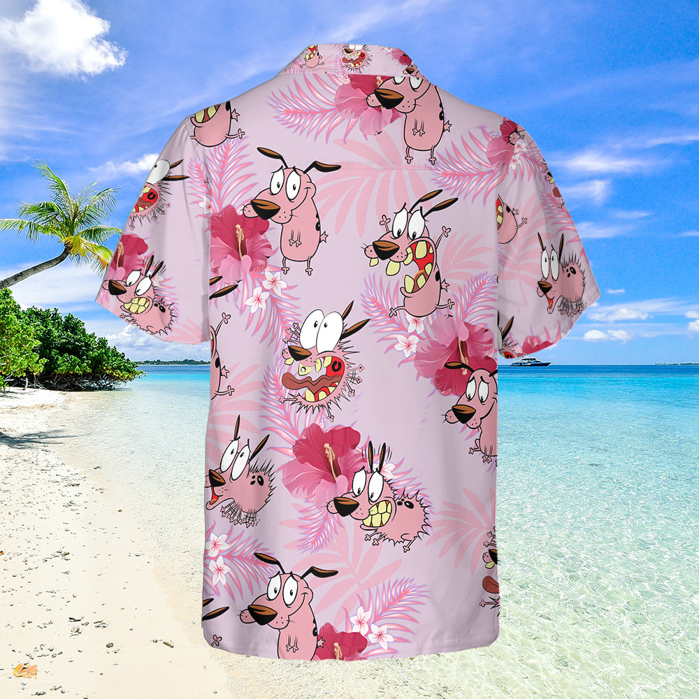 Courage The Cowardly Dog Floral Tropical Hawaiian Shirt