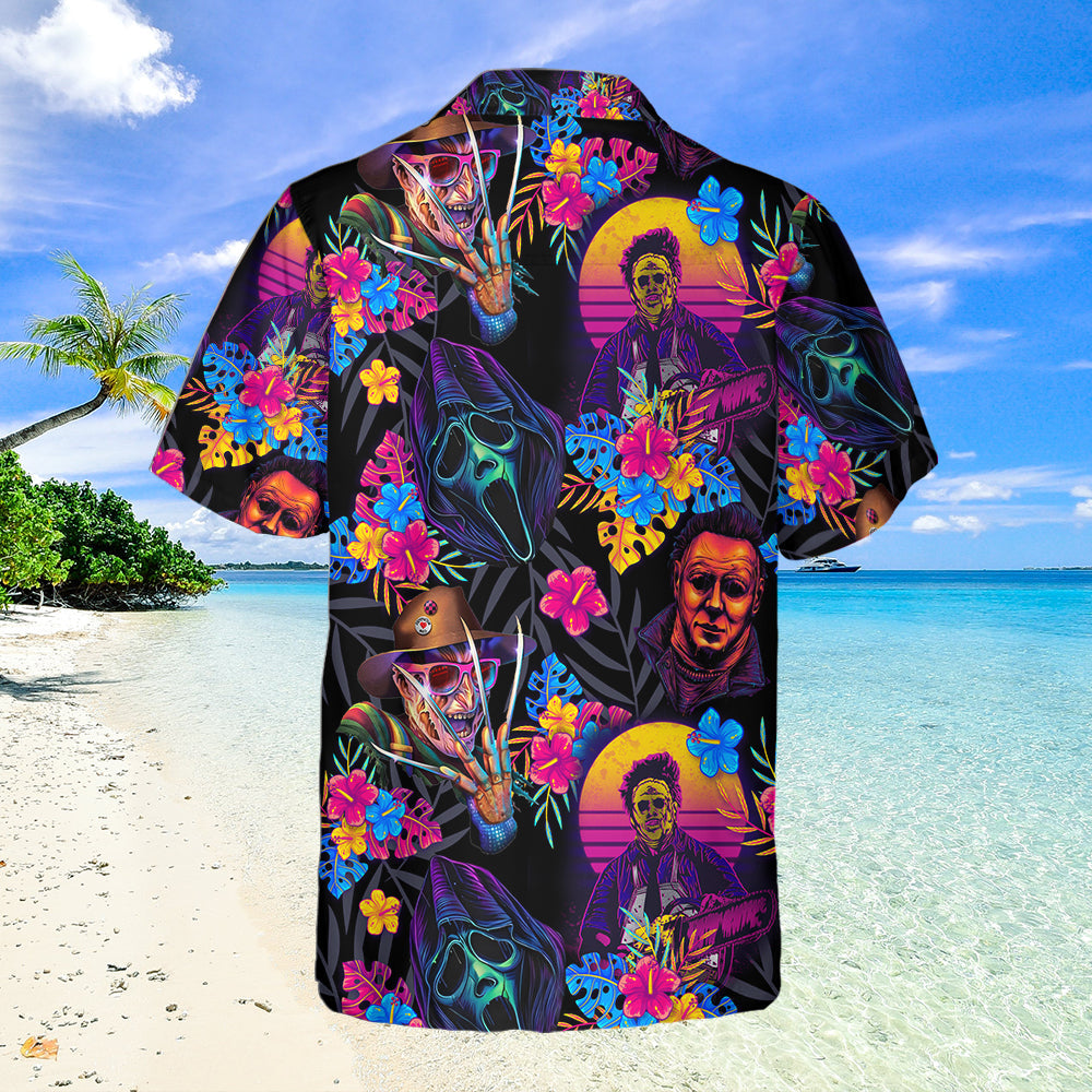 Horror Movie Retro Flower Tropical Style - Hawaiian Shirt