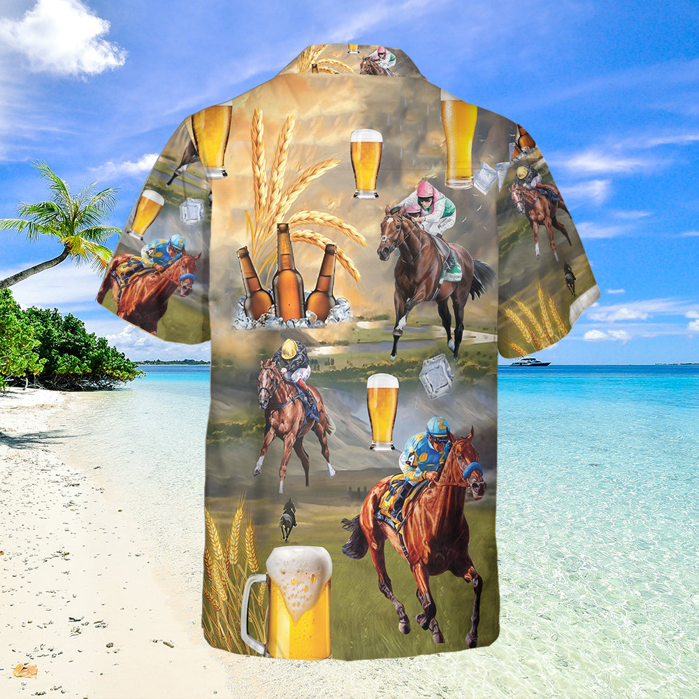 Kentucky Derby Horse Racing Beer Hawaiian Shirt