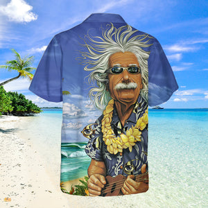 Albert Einstein Chilling On The Beach Custom Hawaii Shirt