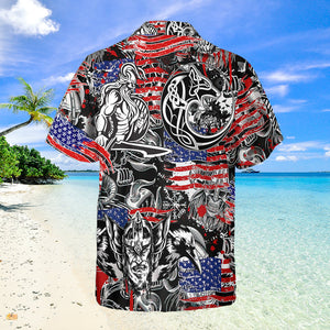 Viking Independence Day Odin Warrior And Wolf Hawaiian Shirt