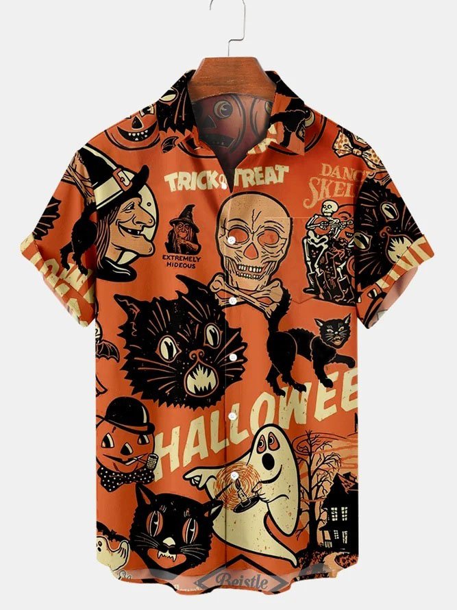 Halloween Cat Casual Breathable - Hawaiian Shirt