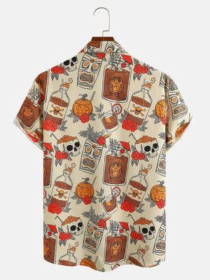 Retro Drink Tiki Skull - Hawaiian Shirt