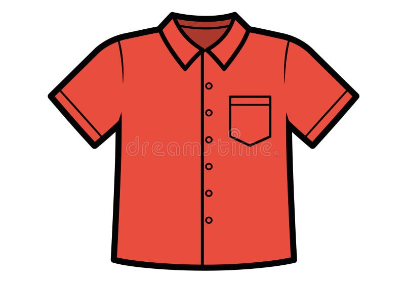 clip art shirt red short sleeve shirt collar buttons pocket featuring simple casual style vector illustration 367724148