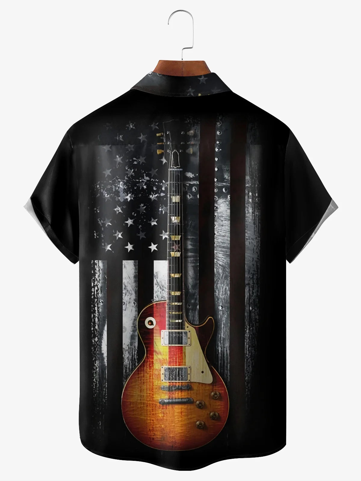 American Flag Guitar Black - Hawaiian Shirt