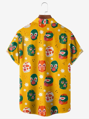 Wrestling Character Pattern Yellow - Hawaiian Shirt