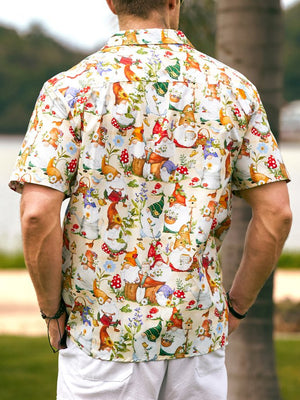 Christmas Gnome And Iris Flowers - Hawaiian Shirt