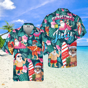 Christmas In July Funny Santa Claus Tropical Style Hawaiian Shirt