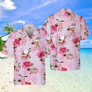 Courage The Cowardly Dog Floral Tropical Hawaiian Shirt