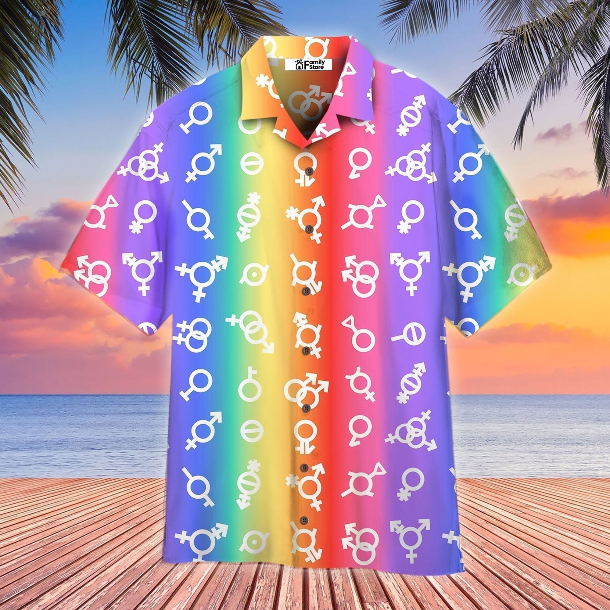 Pride Flag LGBT Gender Aloha - Hawaiian Shirt