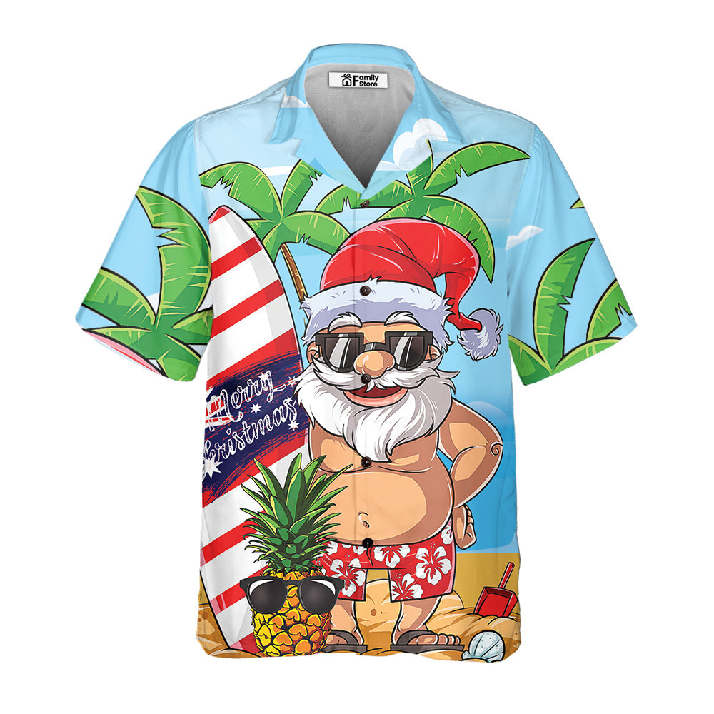 Christmas In July Santa Let's Surf Summer Vibe Hawaiian Shirt