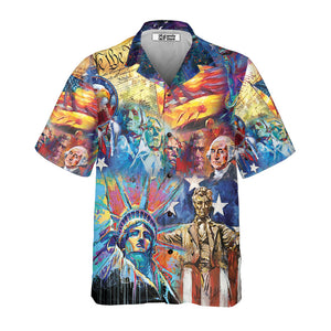 America My Patriotic Heart Beats Red White And Blue Hawaiian Shirt