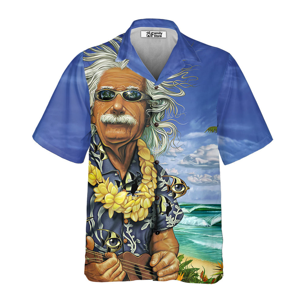 Albert Einstein Chilling On The Beach Custom Hawaii Shirt