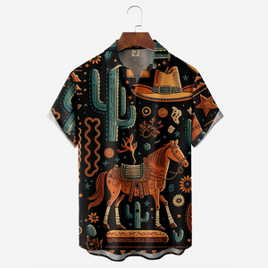 Western Cowboy Desert Pattern - Hawaiian Shirt