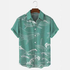 Blue Waves And Whales  - Hawaiian Shirt