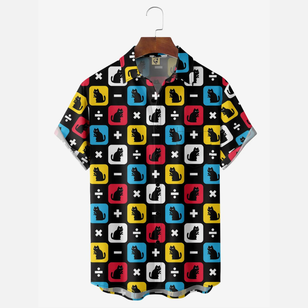 Colorful Contrasting Cat Math Fomula - Hawaiian Shirt