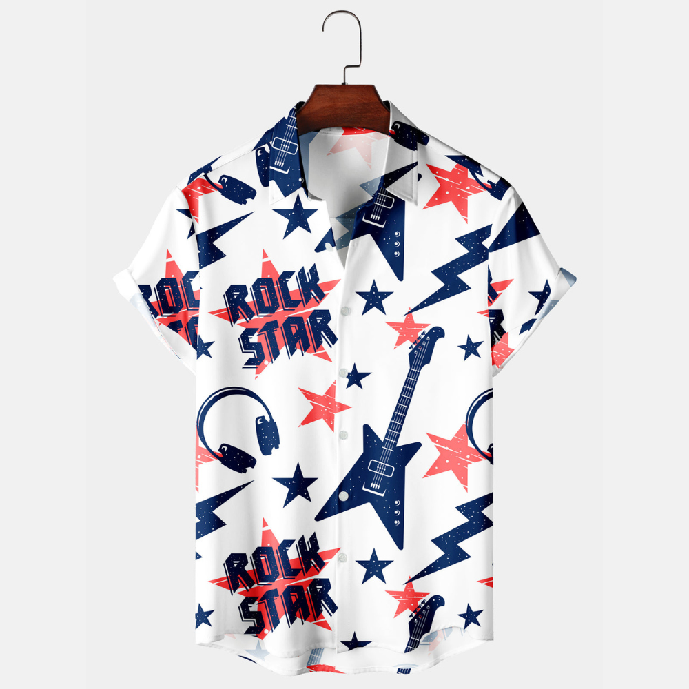 Rock Star Music On Pattern - Hawaiian Shirt