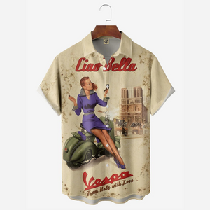 Ciao Bella Vespa Retro Poster Beauty - Hawaiian Shirt