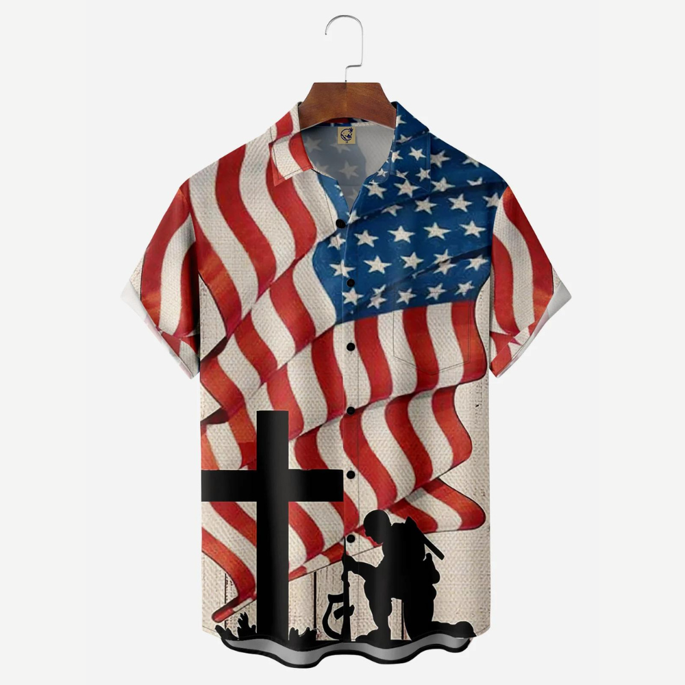 American Flag Never Forget Veterans - Hawaiian Shirt