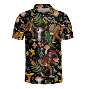 Black Version Bigfoot With Morel Mushroom - Men Polo Shirt