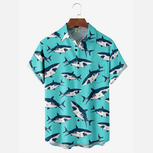 Don't Play With Sharks Blue Ocean - Hawaiian Shirt