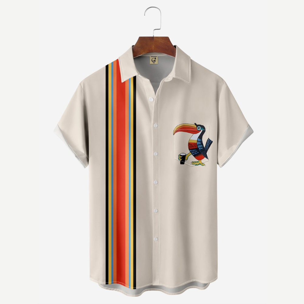 Toucan Pattern Colorful Striped Lines - Hawaiian Shirt