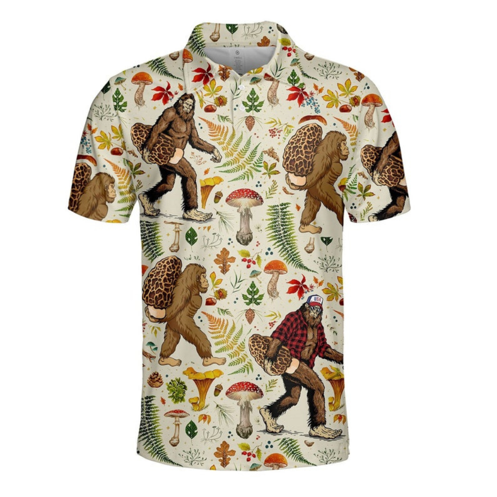 Bigfoot With Morel Mushroom - Men Polo Shirt