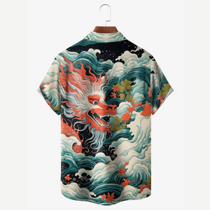 Asia Dragon Fly Into The Clouds - Hawaiian Shirt