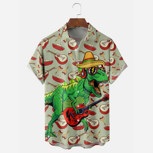 Cinco De Mayo Guitar And Dinosaur - Hawaiian Shirt