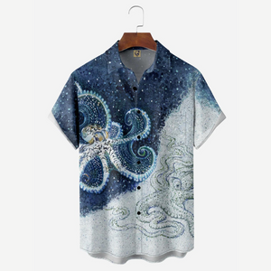 Blue Invisible Octopus In The Deep Ocean - Hawaiian Shirt